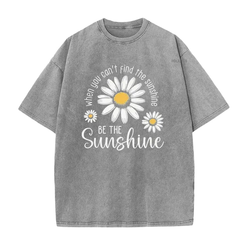 Unisex Vintage Gewassen Madeliefje Print Loose Fit T-Shirt