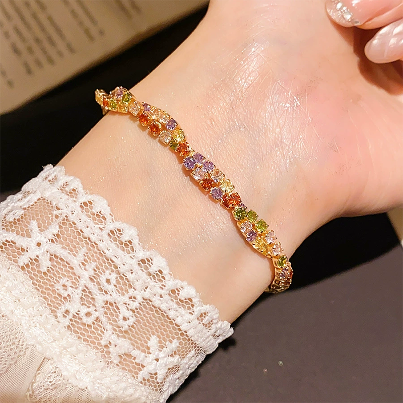 Retro Crossover Twisted Multicolor Zircon verstelbare armband voor dames