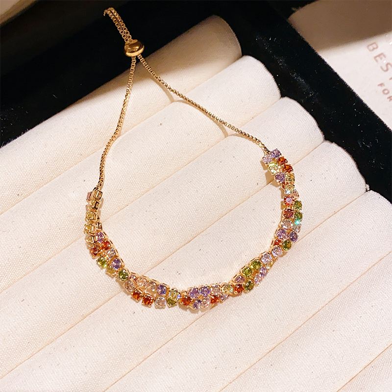 Retro Crossover Twisted Multicolor Zircon verstelbare armband voor dames