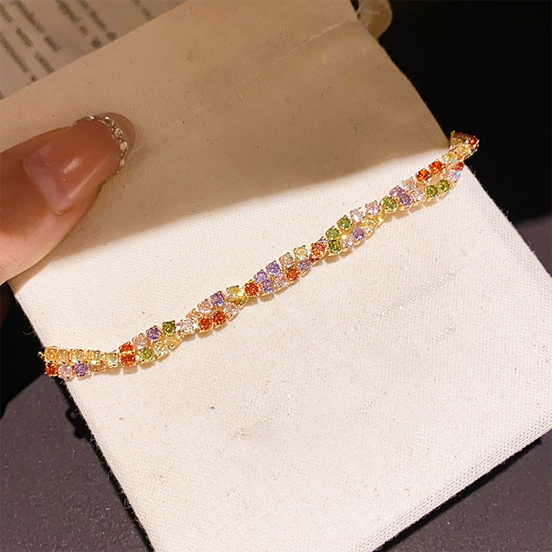 Retro Crossover Twisted Multicolor Zircon verstelbare armband voor dames