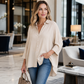 👚 TIJDELIJK 50% KORTING! 🔥 Dames casual losvallende abrikoosblouse – Lange mouw, knoopsluiting & klassieke kraag – Lichtgewicht & veelzijdig voor dagelijks gebruik of op kantoor 🌸✨👔