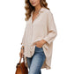 👚 TIJDELIJK 50% KORTING! 🔥 Dames casual losvallende abrikoosblouse – Lange mouw, knoopsluiting & klassieke kraag – Lichtgewicht & veelzijdig voor dagelijks gebruik of op kantoor 🌸✨👔