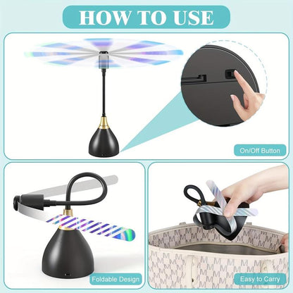 🌀50% KORTING✨Slimme Vliegenverjager Ventilator – USB/batterij, stil, draagbaar – vliegenvrije zone overal🏡✅
