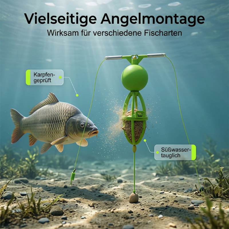 🎣 Bottom-up vissysteem met voermand – verknoopvrij, werpt ver en houdt aas perfect op de bodem.