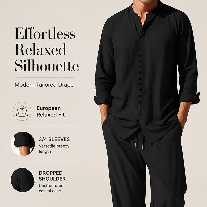 ⏳🔥TIJDELIJKE AANBIEDING: 50% KORTING! ⏰Minimalistische casual set met overhemd en broek voor heren