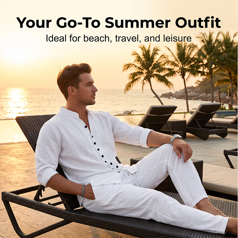 ⏳🔥TIJDELIJKE AANBIEDING: 50% KORTING! ⏰Minimalistische casual set met overhemd en broek voor heren