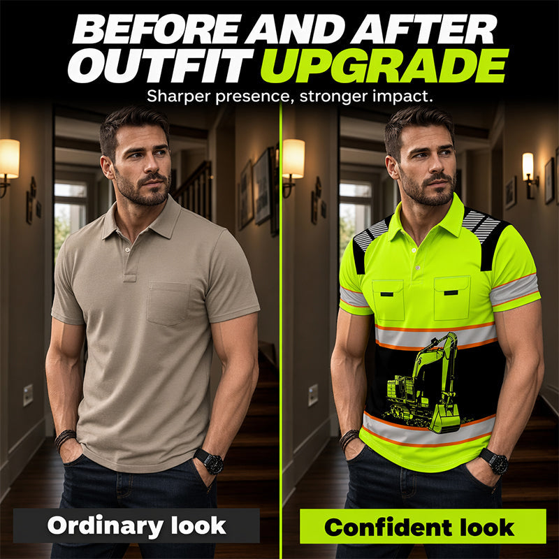 📢📢50% KORTING !! ⏰Casual herenshirt met Excavator-print