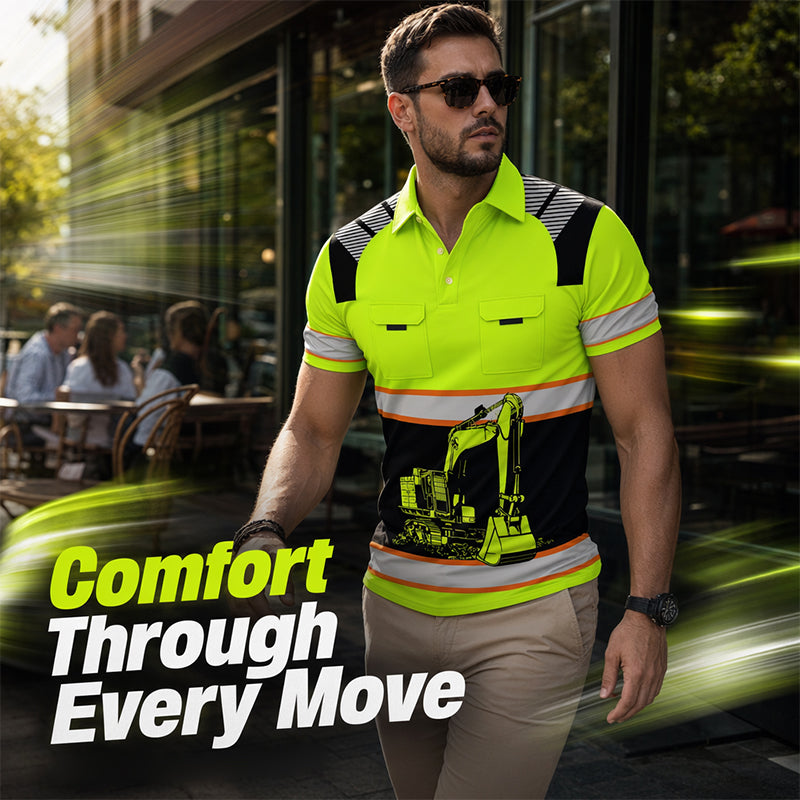📢📢50% KORTING !! ⏰Casual herenshirt met Excavator-print
