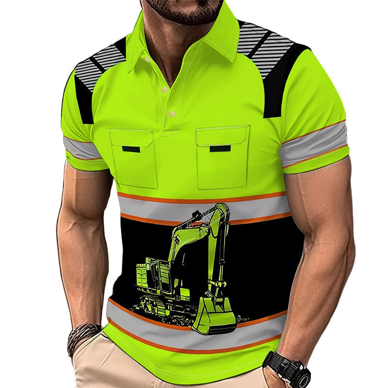 📢📢50% KORTING !! ⏰Casual herenshirt met Excavator-print