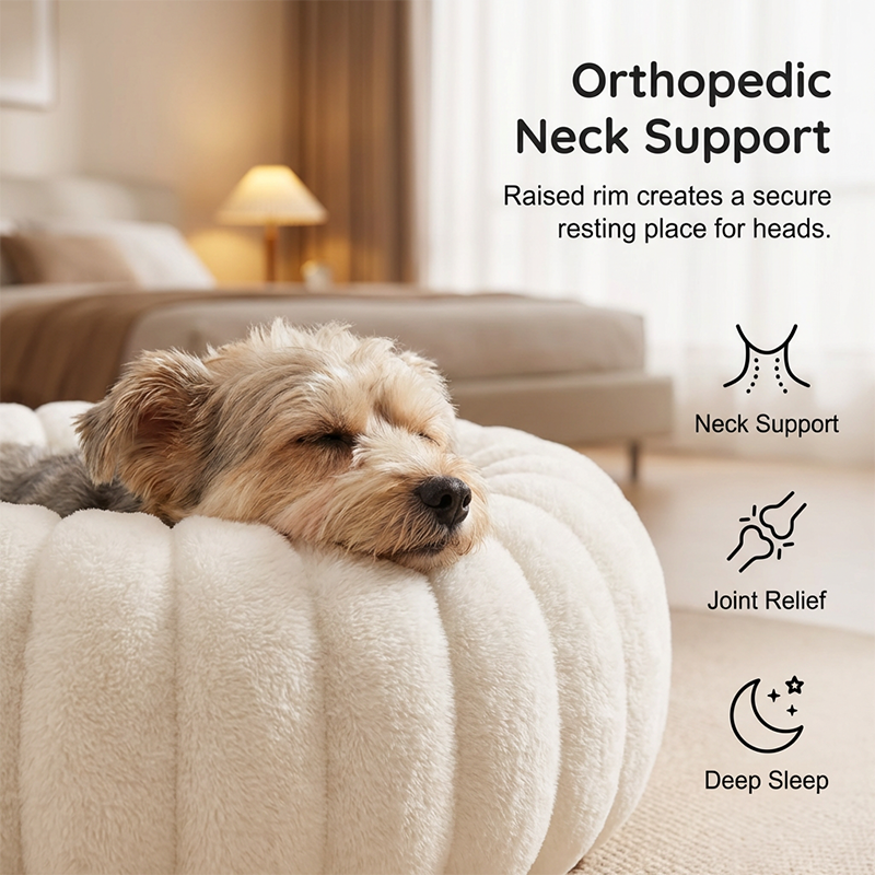 🐱💤 Ultrazacht, rustgevend rond mandje voor katten en honden – Verhoogde rand, knus nestje, perfect voor een rustig dutje 🐶☁️