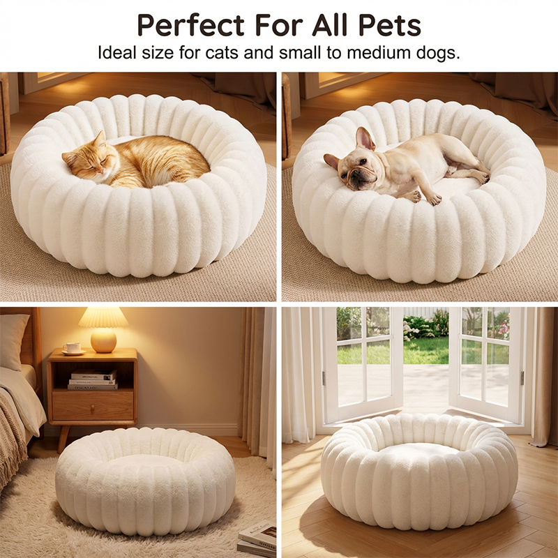 🐱💤 Ultrazacht, rustgevend rond mandje voor katten en honden – Verhoogde rand, knus nestje, perfect voor een rustig dutje 🐶☁️