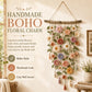 Boho Gehaakte Bloemenwanddecoratie — Handgemaakte Look, Sfeervolle Wandhanger