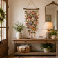 Boho Gehaakte Bloemenwanddecoratie — Handgemaakte Look, Sfeervolle Wandhanger