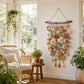 Boho Gehaakte Bloemenwanddecoratie — Handgemaakte Look, Sfeervolle Wandhanger