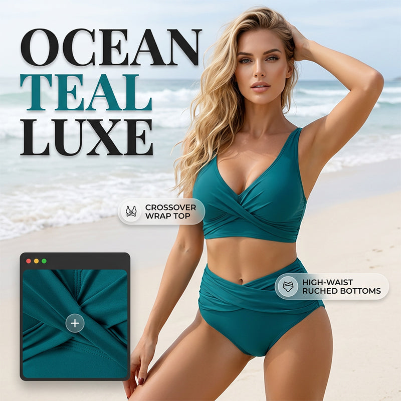 Dames high-waisted gerimpelde bikiniset