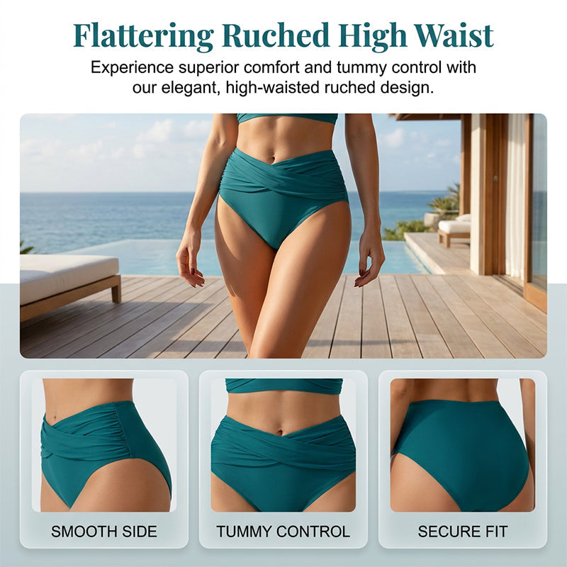Dames high-waisted gerimpelde bikiniset