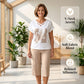 Casual tweedelige set voor dames: T-shirt met V-hals en cropped broek
