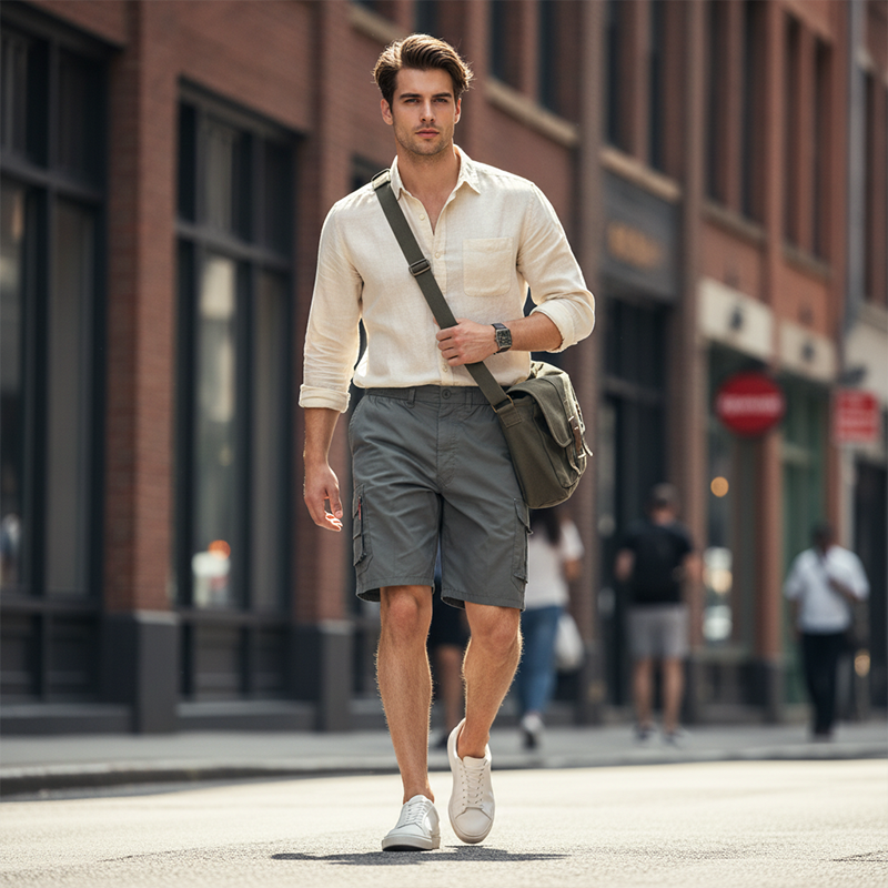 Casual cargoshorts voor heren met elastische tailleband
