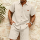 Herenset met shirt met korte mouwen en short met wafelstructuur