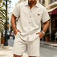Herenset met shirt met korte mouwen en short met wafelstructuur