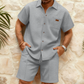Herenset met shirt met korte mouwen en short met wafelstructuur