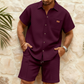 Herenset met shirt met korte mouwen en short met wafelstructuur