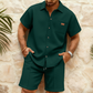Herenset met shirt met korte mouwen en short met wafelstructuur