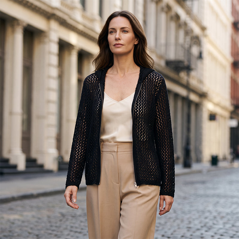 🧶 Luchtige Gebreide Rits Cardigan | Ademend Opengewerkt Design | Zomers & Veelzijdig | Maat S–2XL ✨