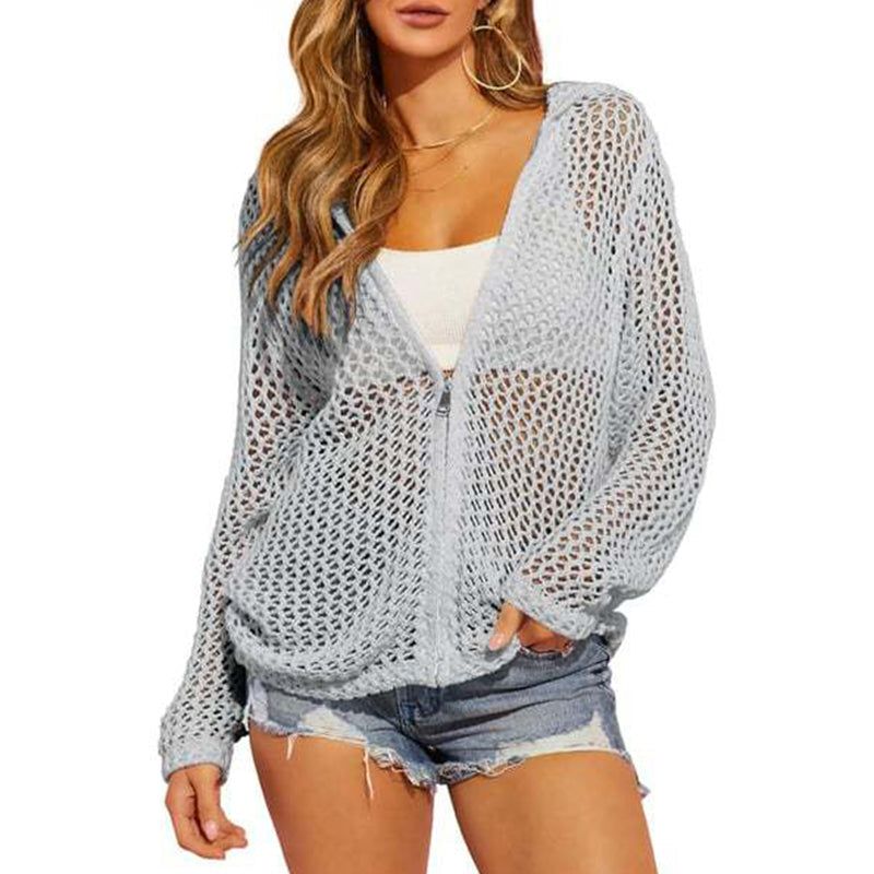 🧶 Luchtige Gebreide Rits Cardigan | Ademend Opengewerkt Design | Zomers & Veelzijdig | Maat S–2XL ✨