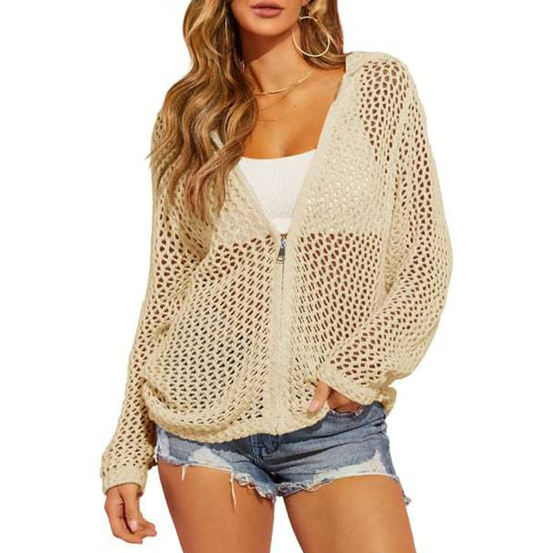 🧶 Luchtige Gebreide Rits Cardigan | Ademend Opengewerkt Design | Zomers & Veelzijdig | Maat S–2XL ✨