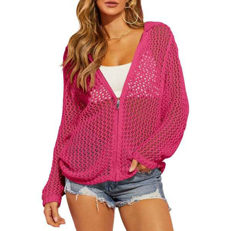 🧶 Luchtige Gebreide Rits Cardigan | Ademend Opengewerkt Design | Zomers & Veelzijdig | Maat S–2XL ✨