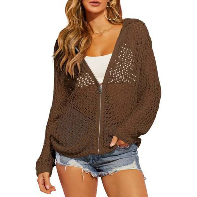 🧶 Luchtige Gebreide Rits Cardigan | Ademend Opengewerkt Design | Zomers & Veelzijdig | Maat S–2XL ✨