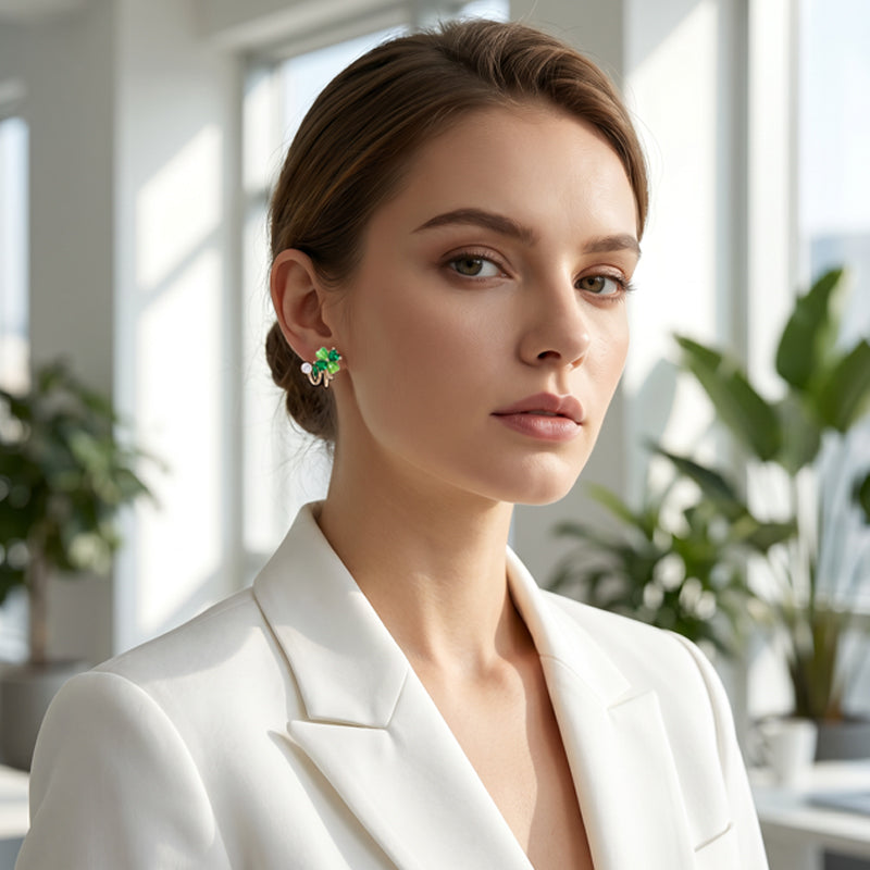 2026 Sale — Over 41,000 Sold!🍀Four-Leaf Clover Huggie Hoop Earrings – Lucky Charm 💚