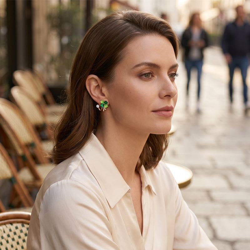 2026 Sale — Over 41,000 Sold!🍀Four-Leaf Clover Huggie Hoop Earrings – Lucky Charm 💚