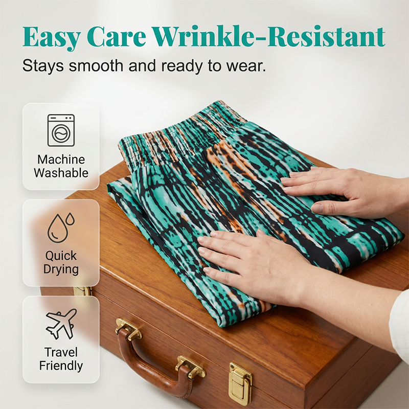 Women's Smocked High Waist Wide-Leg Pants
