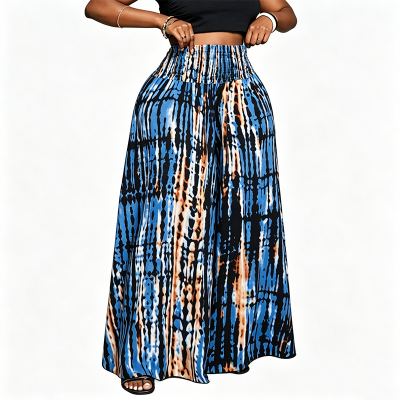 Women's Smocked High Waist Wide-Leg Pants