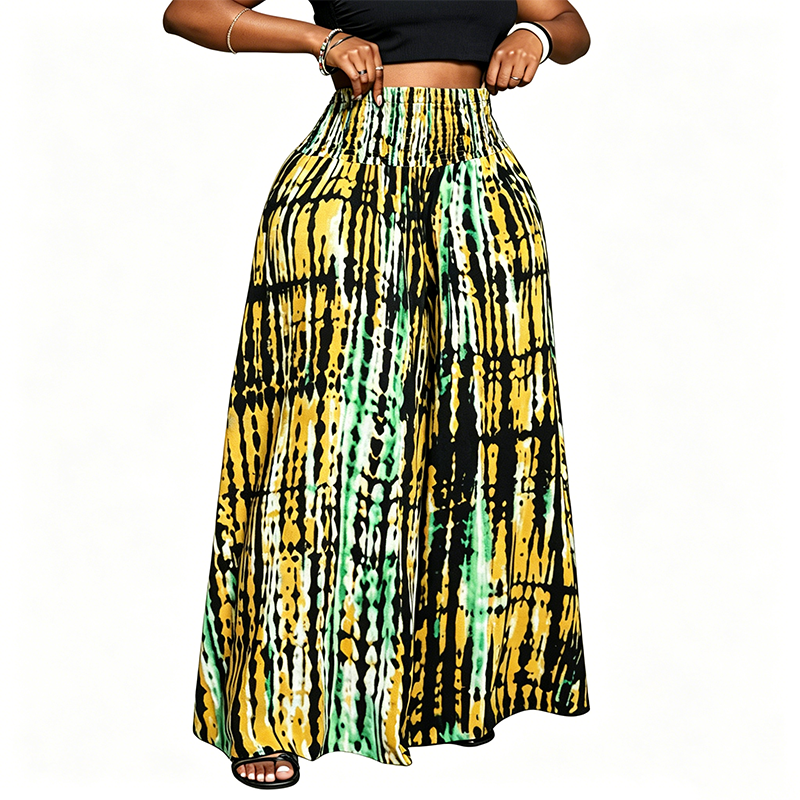 Women's Smocked High Waist Wide-Leg Pants