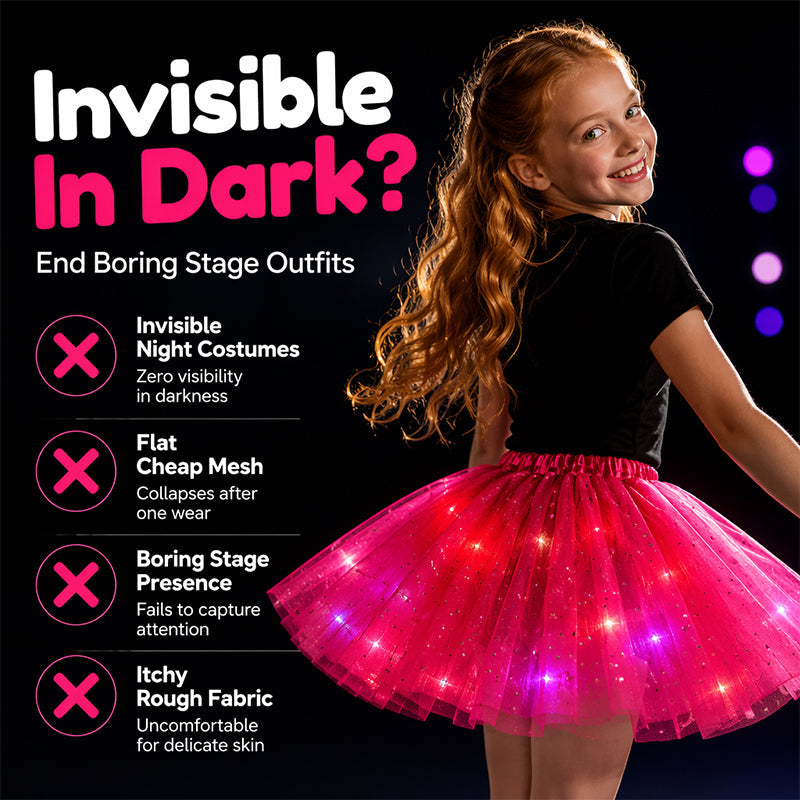 LED Light Up Sequin Tutu Skirt Star Mesh Princess Skirt for Girls and Adults