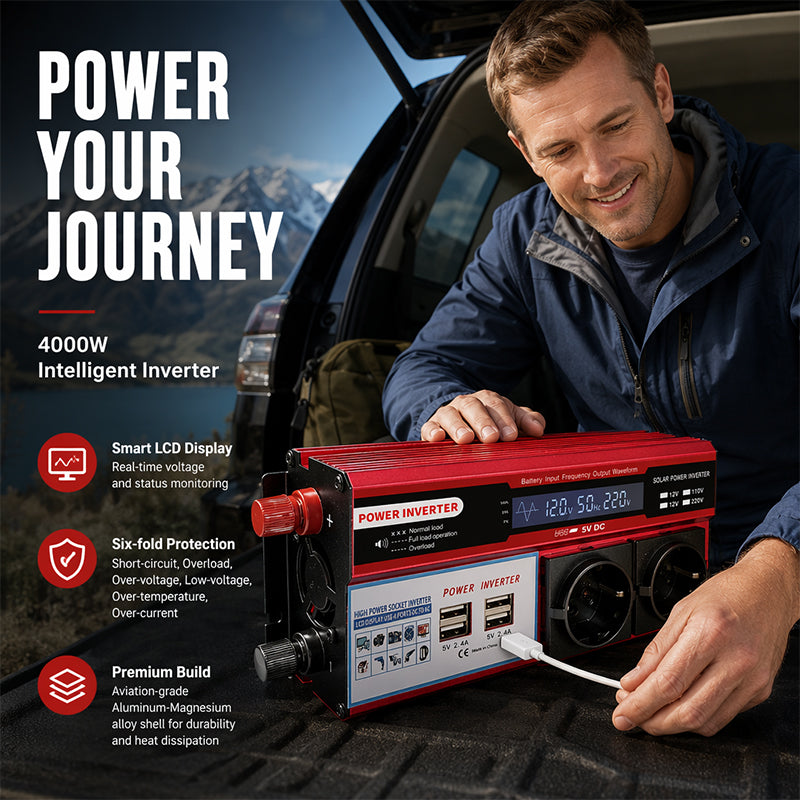 ⚡Krachtige auto-omvormer van 12 V naar 230