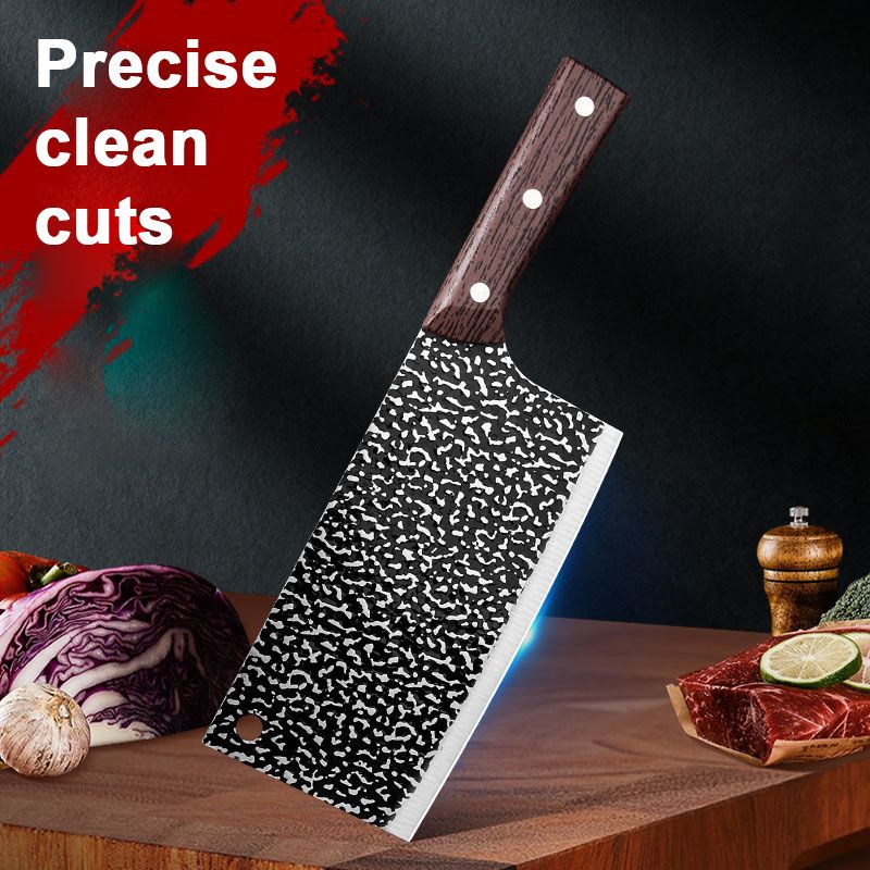 🔪 Gesmeed Keukenmes – 20 cm Hoogkoolstof Roestvrijstalen Koksmes met Volle Angel & Ergonomisch Handvat