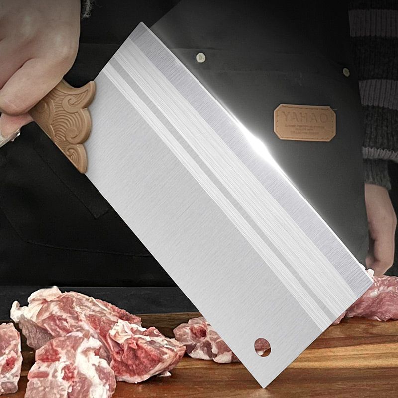 🔪 Gesmeed Keukenmes – 20 cm Hoogkoolstof Roestvrijstalen Koksmes met Volle Angel & Ergonomisch Handvat