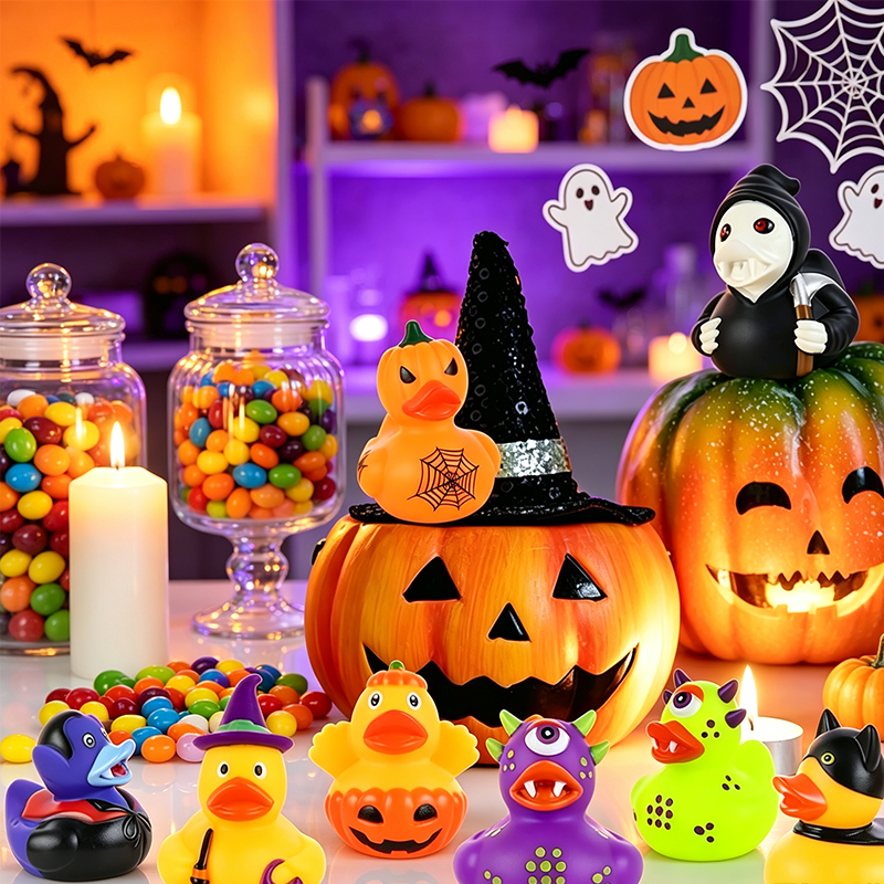 🦆 50% KORTING! 🎃 Halloween Eend Badspeelgoed voor Kinderen – Zacht PVC – 6×5,5×5,5 cm – Schattig & Drijvend voor Bad & Feest