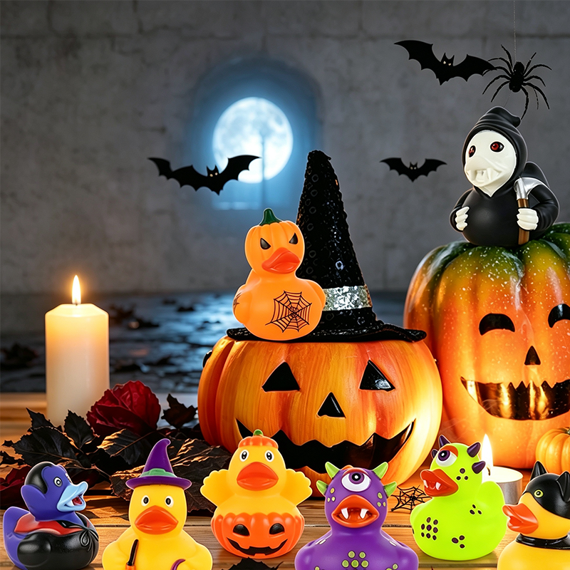 🦆 50% KORTING! 🎃 Halloween Eend Badspeelgoed voor Kinderen – Zacht PVC – 6×5,5×5,5 cm – Schattig & Drijvend voor Bad & Feest