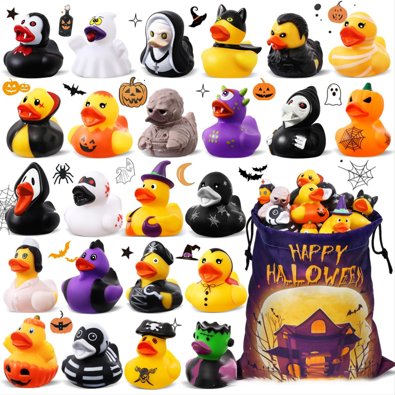 🦆 50% KORTING! 🎃 Halloween Eend Badspeelgoed voor Kinderen – Zacht PVC – 6×5,5×5,5 cm – Schattig & Drijvend voor Bad & Feest