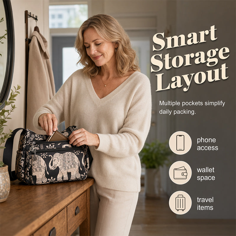 Elegante Nylon Reistas voor Dames met Schouderriem