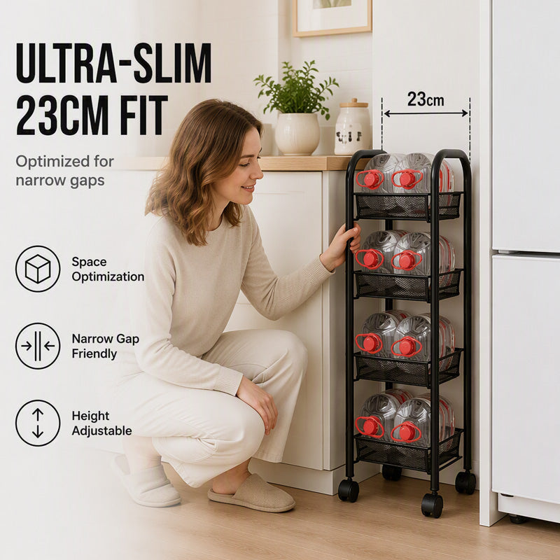 🎉 BEPERKTE TIJD 50% KORTING! 🛒 3/4-Laags Mobiele Gaas Opbergkar met Wielen – Ruimtebesparende Metalen Draad Rolkar 🏠