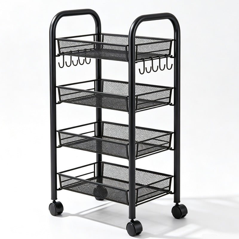 🎉 BEPERKTE TIJD 50% KORTING! 🛒 3/4-Laags Mobiele Gaas Opbergkar met Wielen – Ruimtebesparende Metalen Draad Rolkar 🏠