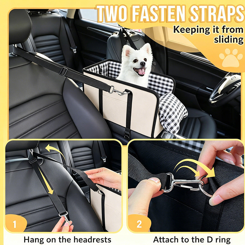 💥Tijdelijke aanbieding!🔥 Secure Travel Pet Booster – Draagbare autostoelverhoger voor honden, inclusief veiligheidsharnas. Zacht gewatteerde reismand voor kleine en middelgrote honden