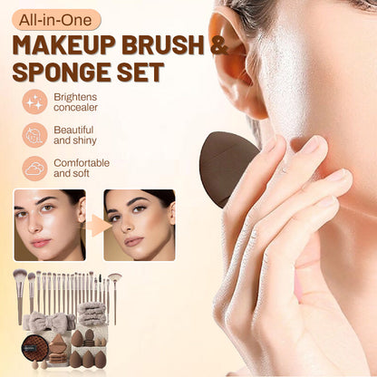 Alles-in-één Make-up Kwast & Spons Set