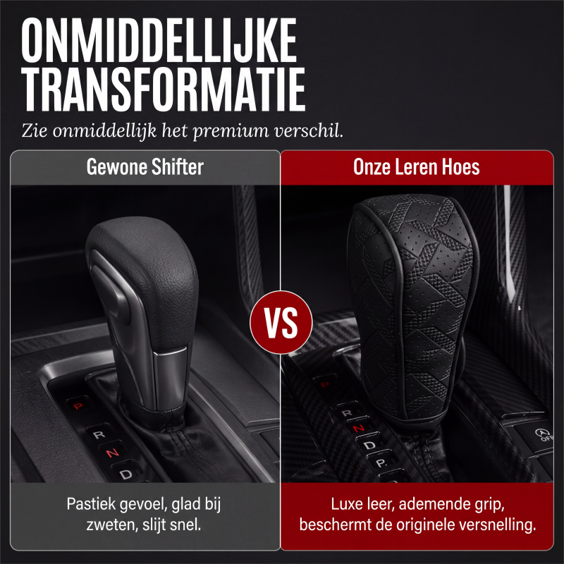 🚗 50% KORTING! 🧵 Versnellingspookhoes – Van geperforeerd PU-leer, met drielaagse bescherming & universele pasvorm – Stijl en comfort voor het interieur van je auto 🛡️